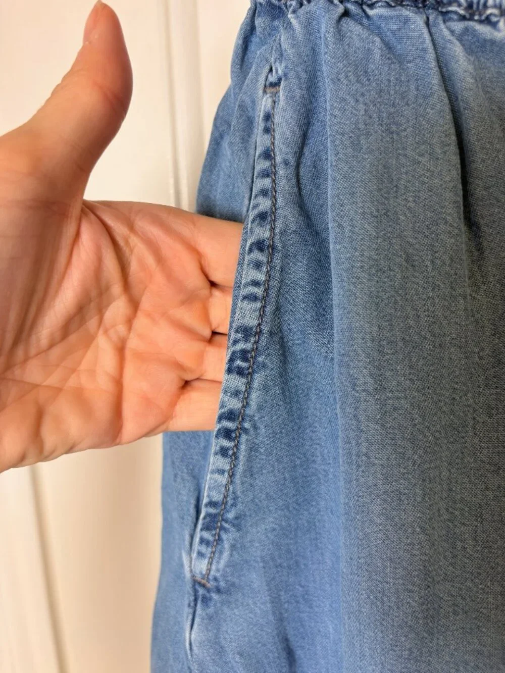 Forever 21 Plus Blue Denim Chambray Skater Skirt Boho Western Size XL